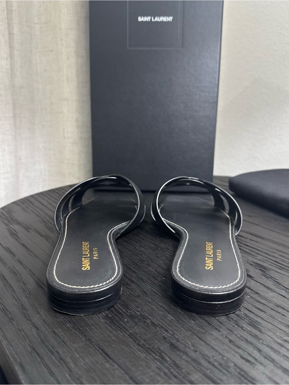 Saint Laurent YSL Tribute Nu Pieds Sandals Leather Black 37.5 - Picture 6 of 9